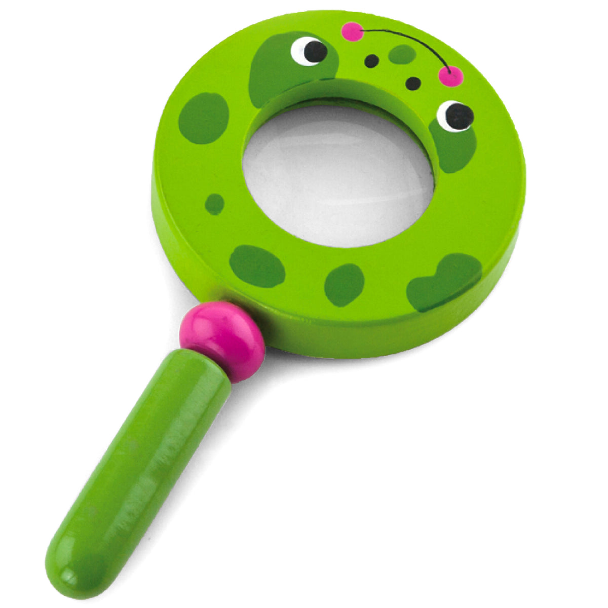 Wooden magnifying glass – green frog design in beech wood