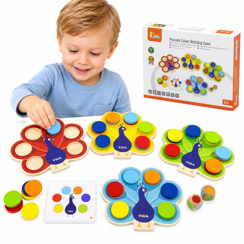 Viga Peacock Tail Colour Matching Game for kids