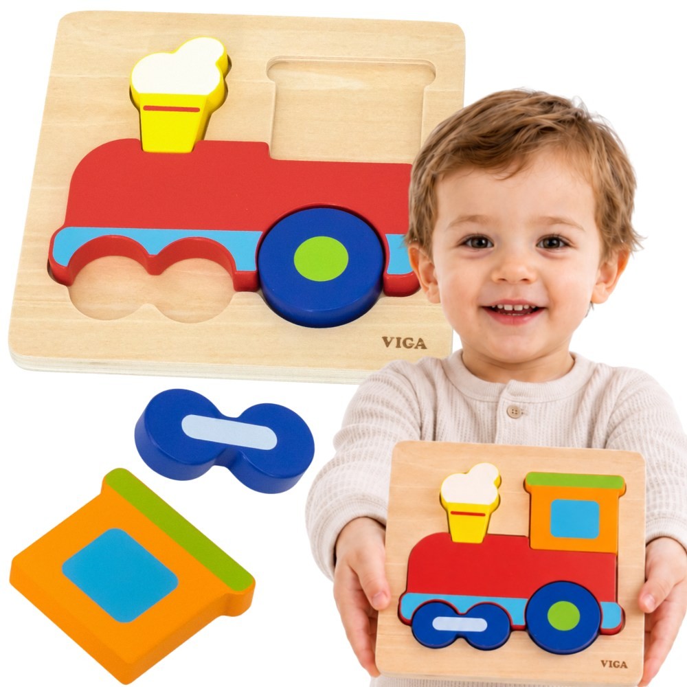 Viga Wooden Train Puzzle with Chunky Pieces
