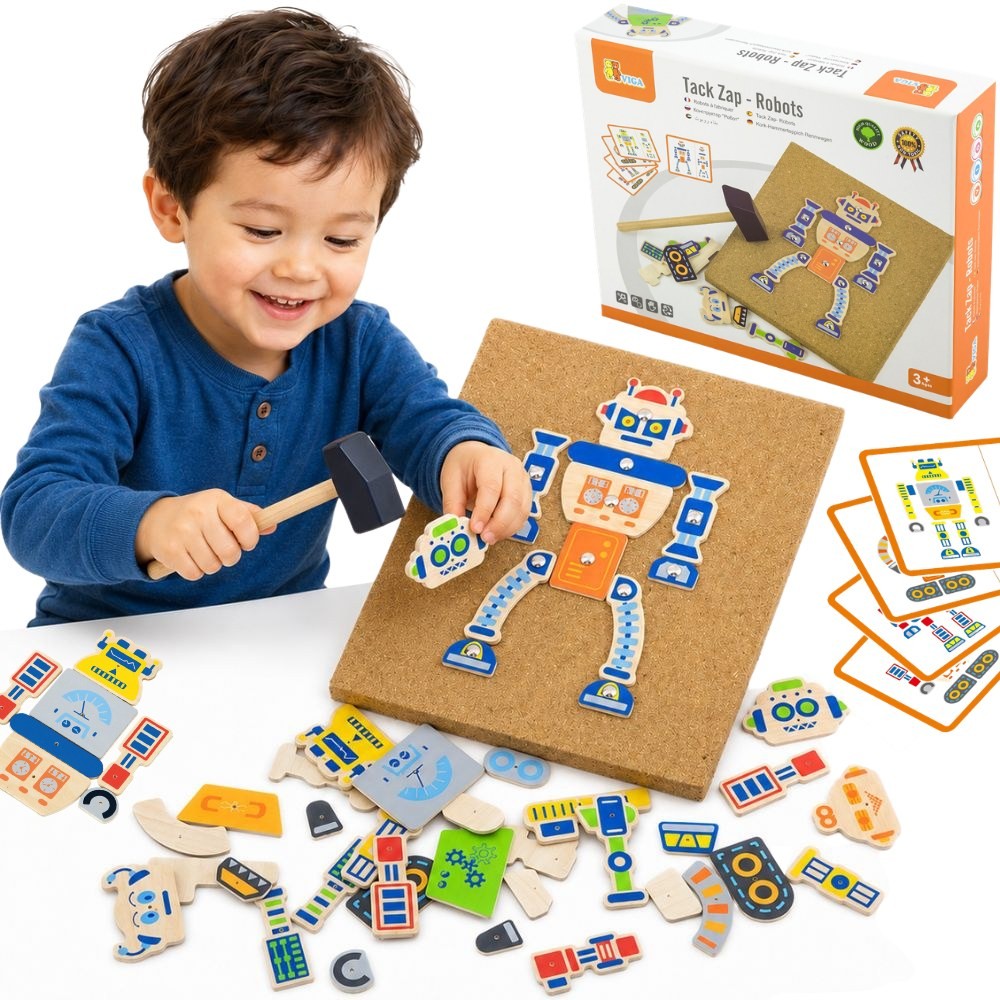 Viga koka naglošanas spēle Roboti, 45 detaļas