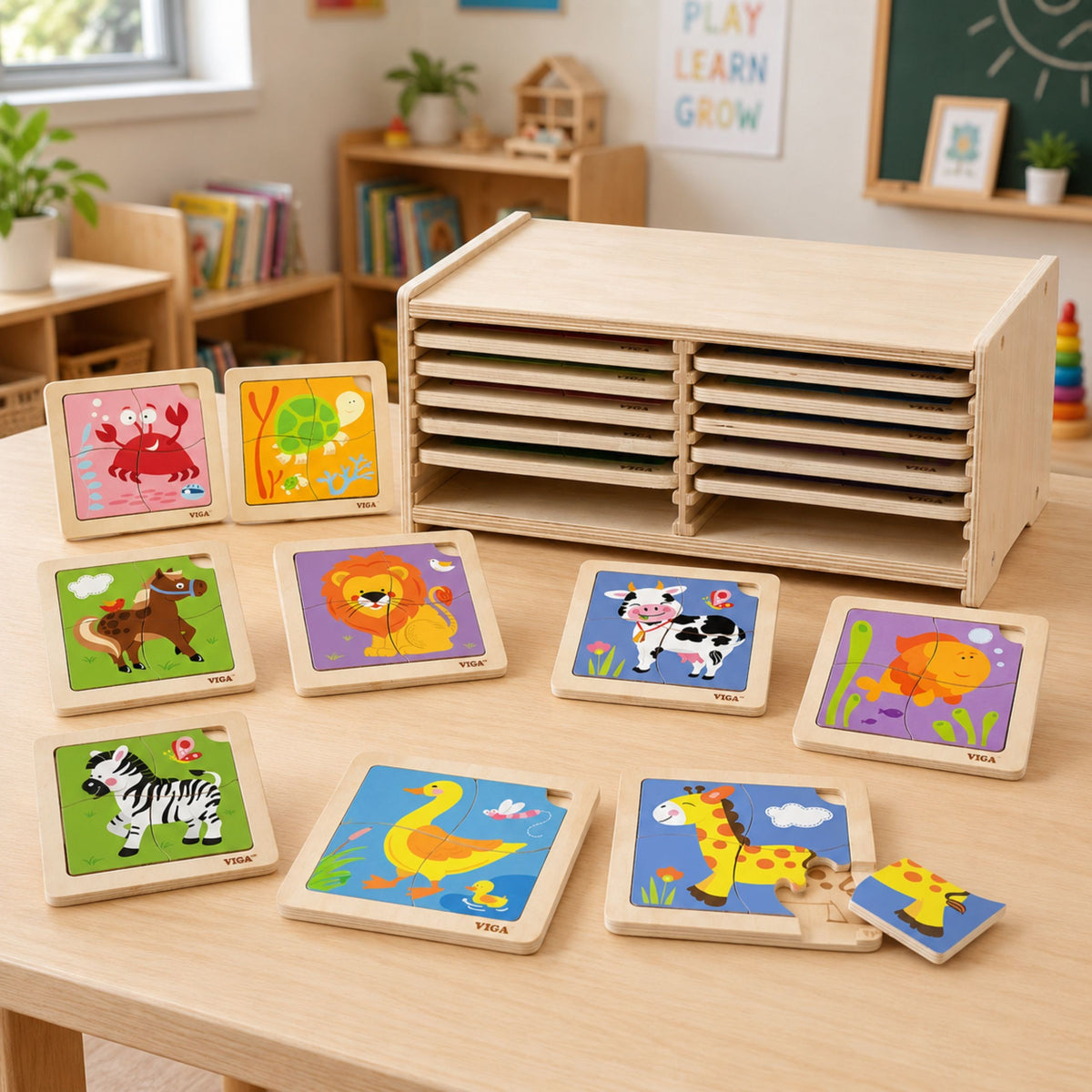 Viga 12 puzzles in a stand – single puzzle board