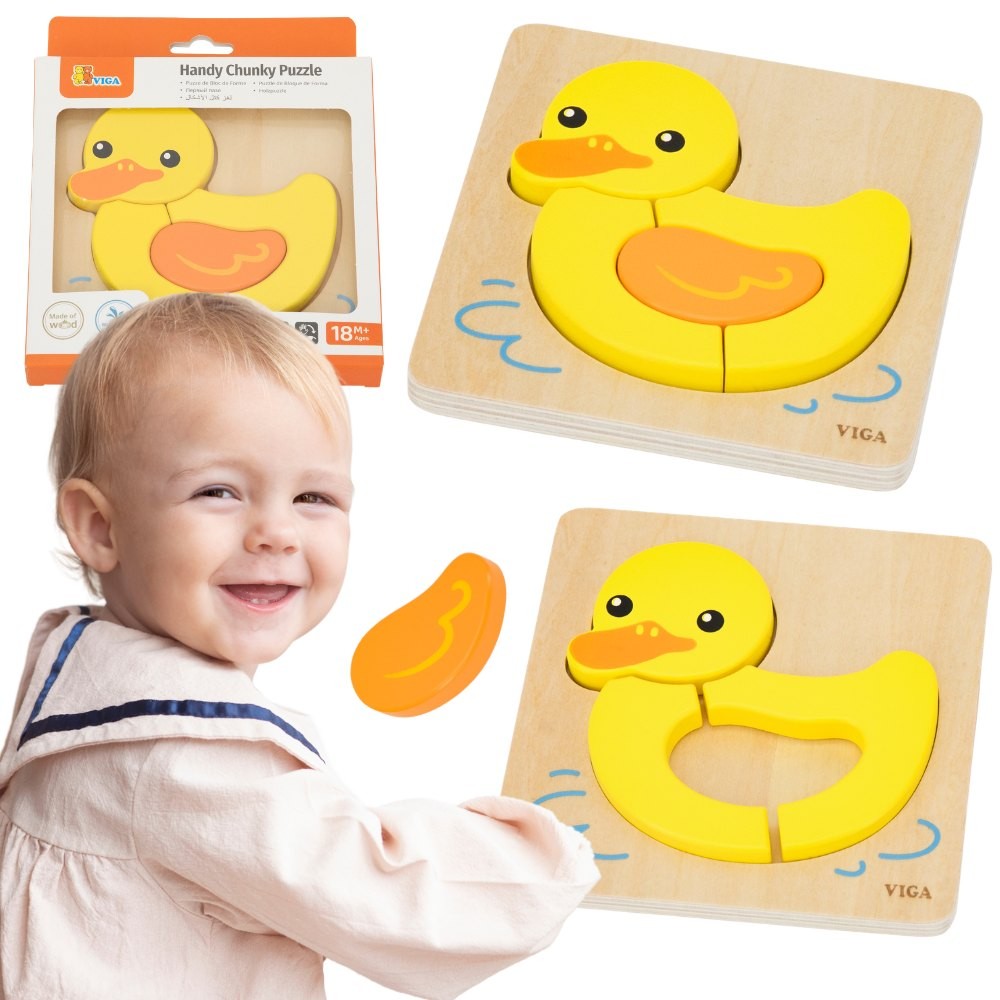 Viga Wooden Chunky Puzzle Cute Duck for kids