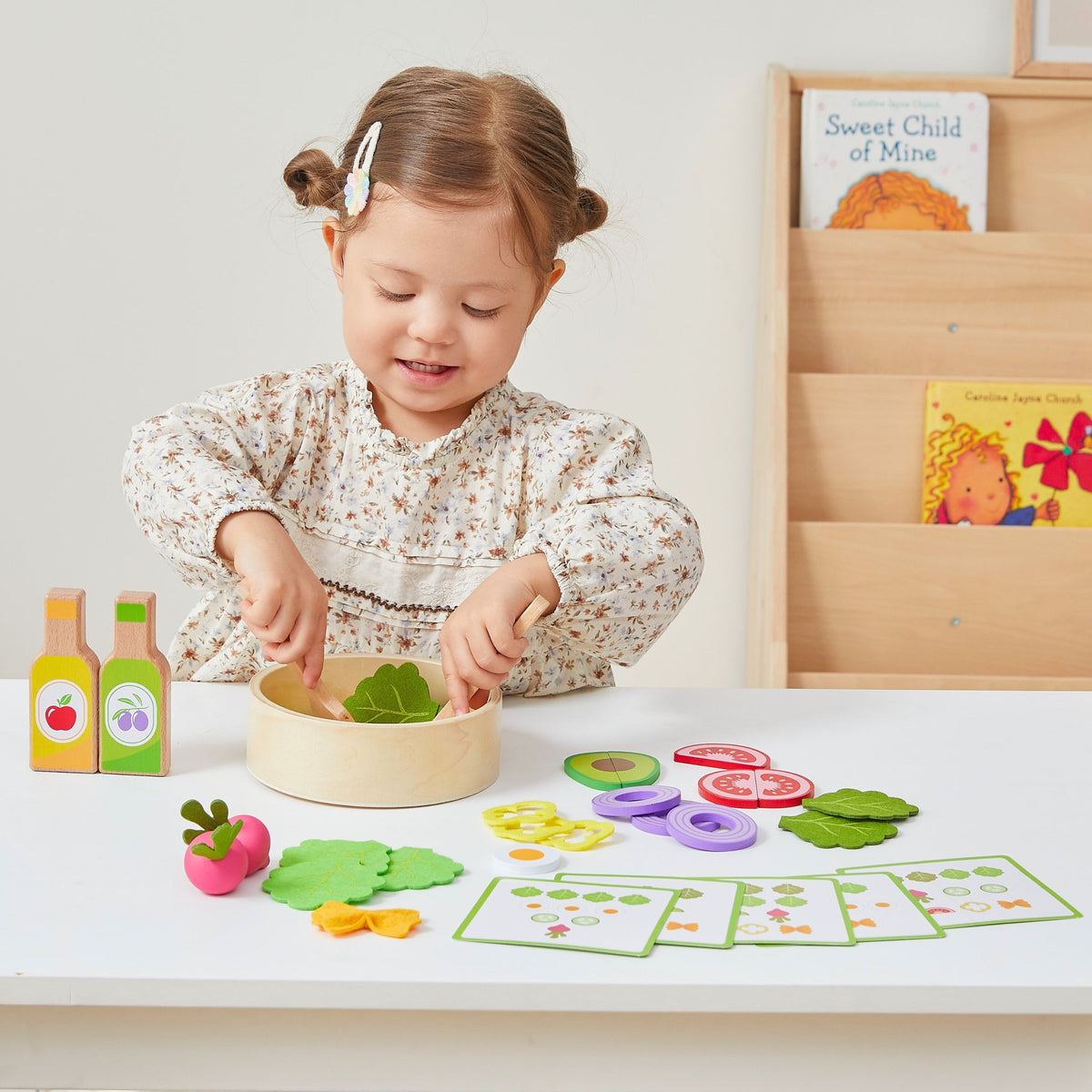 Viga wooden salad set – sauce bottles for kids