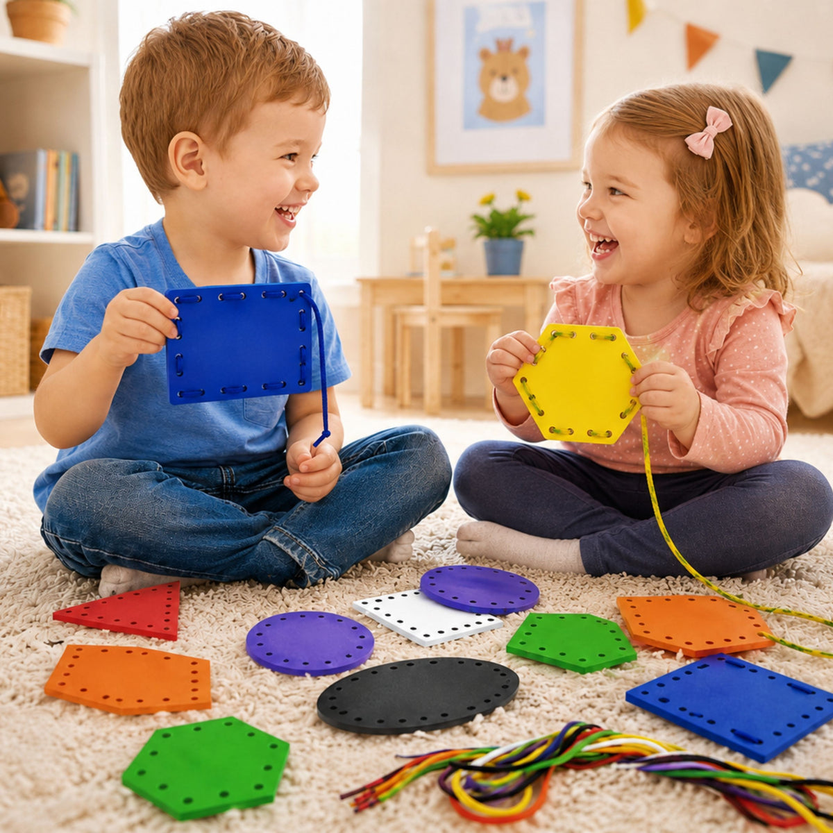 Viga lacing shapes – coloured laces for kids