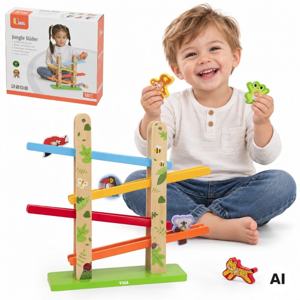 Viga Wooden Jungle Animal Slide Track for kids