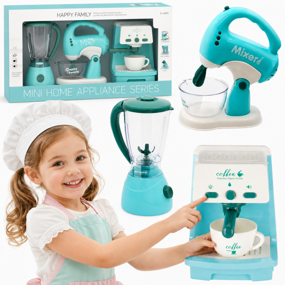 Woopie 3-in-1 toy kitchen appliances: coffee maker, mixer, blender