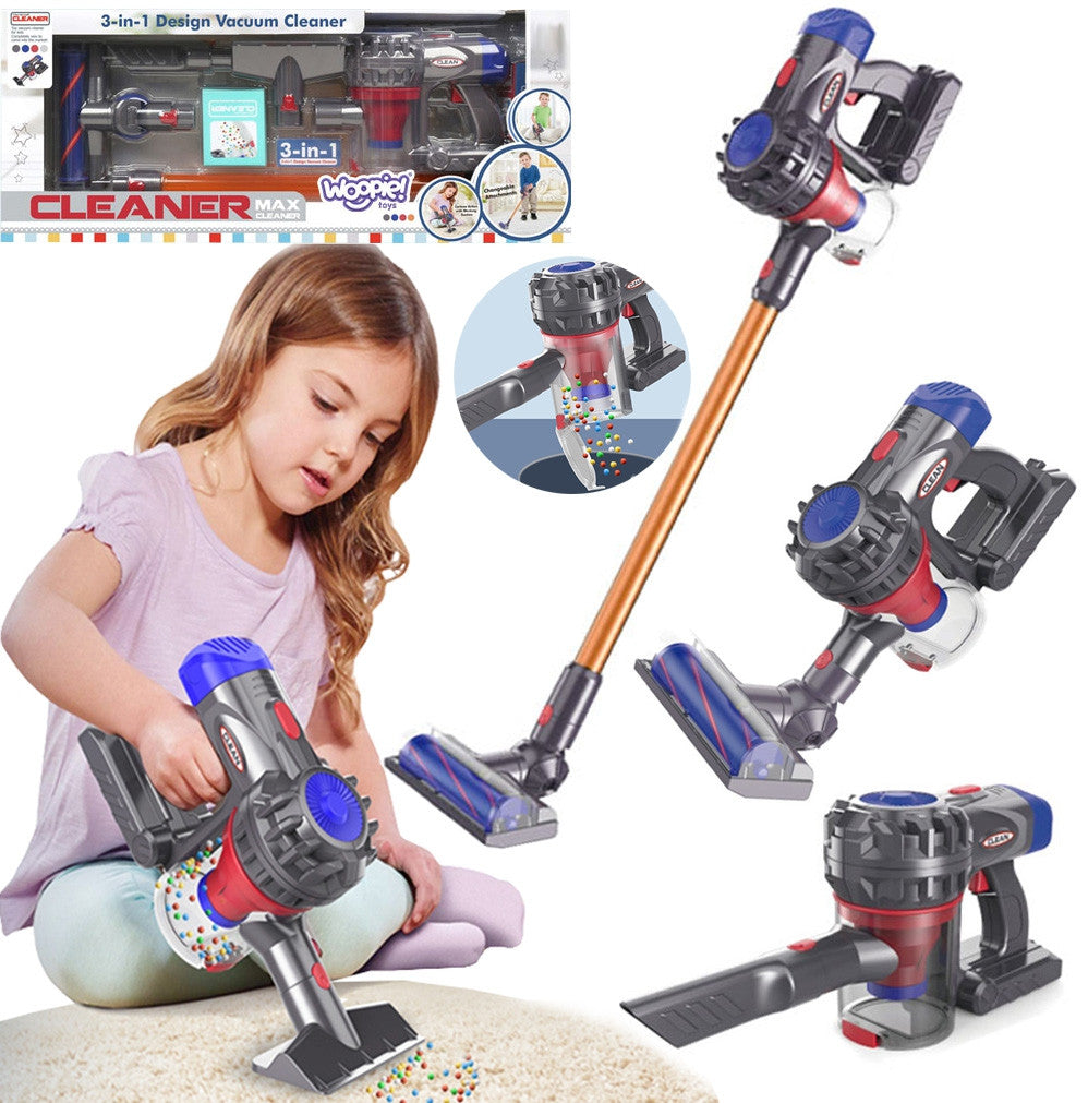 Woopie 3-in-1 kids' upright vacuum cleaner with real suction