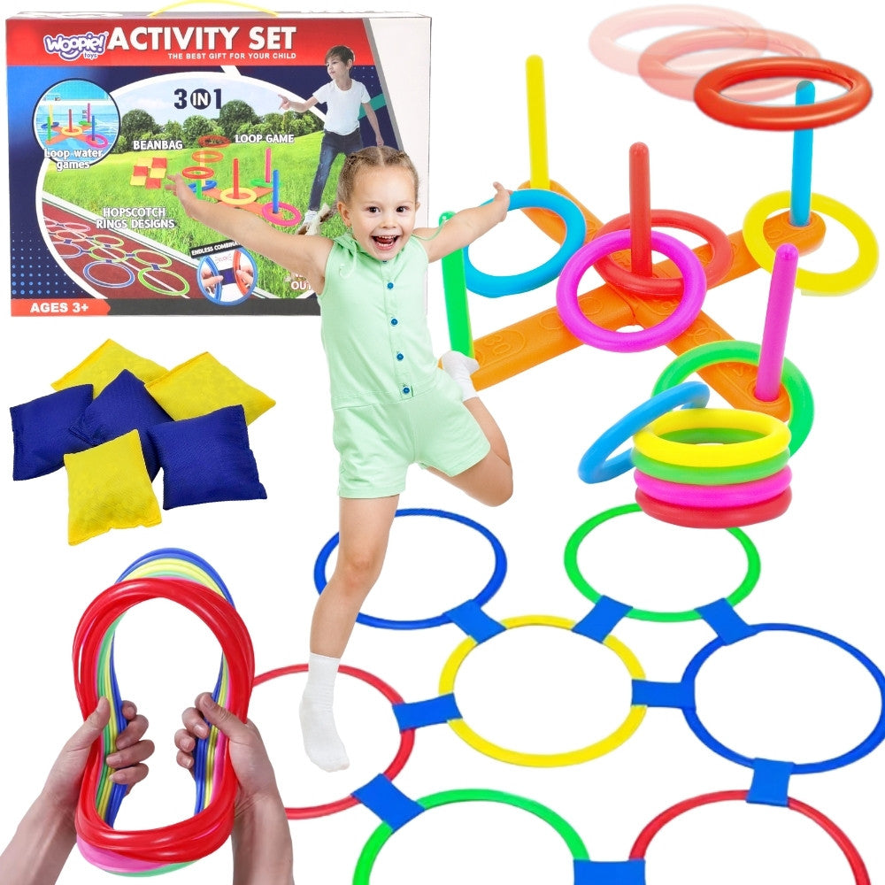 Woopie āra spēles 3 in 1 – serso, cornhole un klasītes