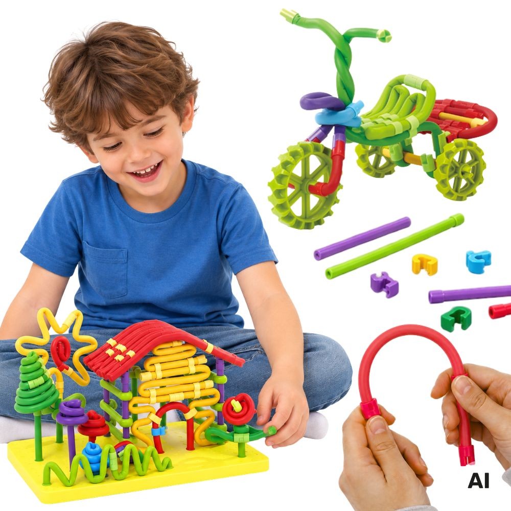 Woopie 3D Bendy Stick Building Set with Wheels, 160 pcs
