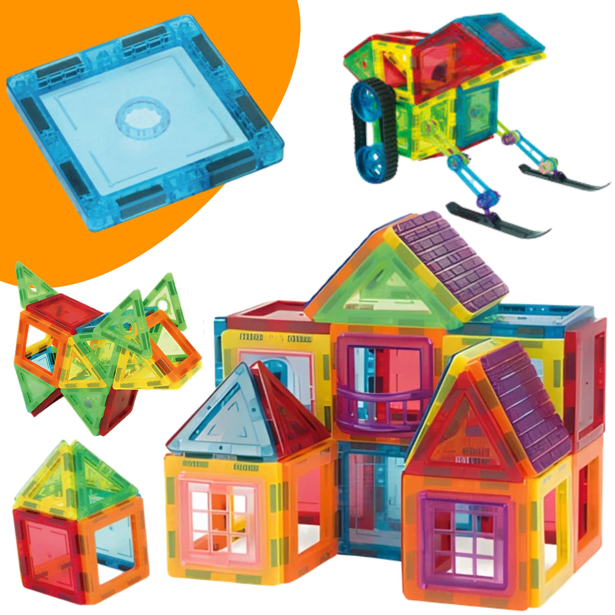 Woopie magnetic tiles 70 wheel – clear coloured tiles