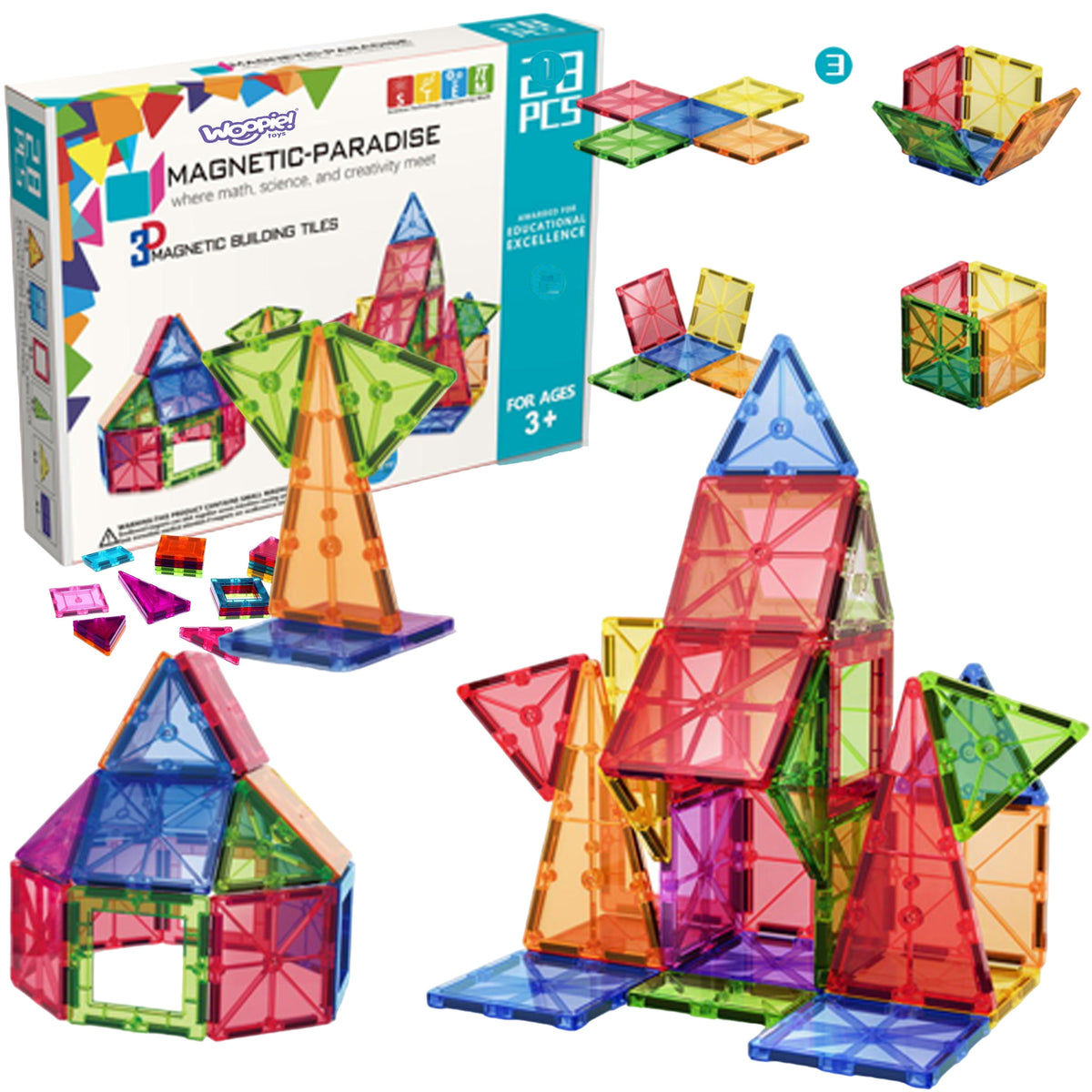 Woopie Montessori 3D magnetic building blocks, 28 pieces