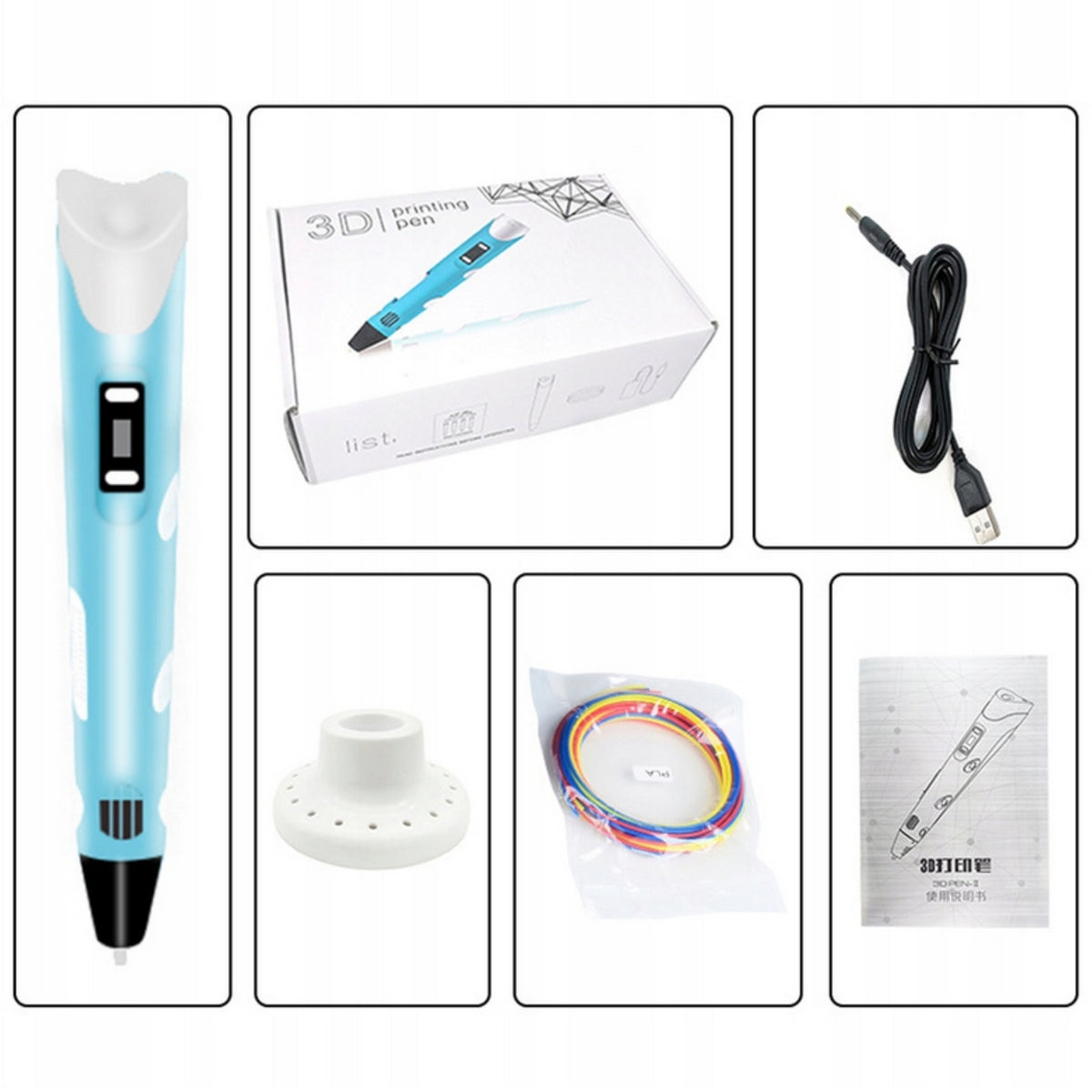 3D pen set with USB cable in its box – Woopie