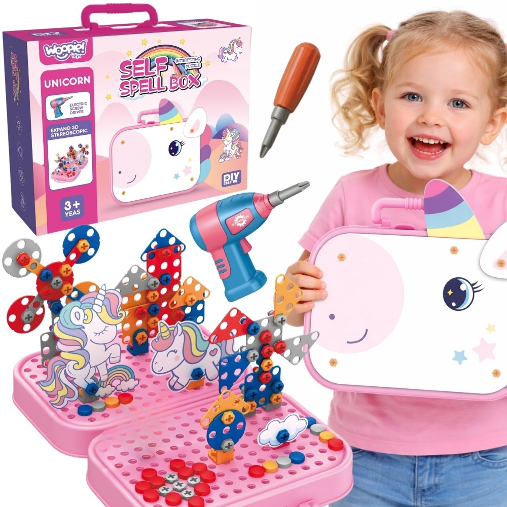 Woopie Unicorn Screw Building Set in a Case, 228 pcs