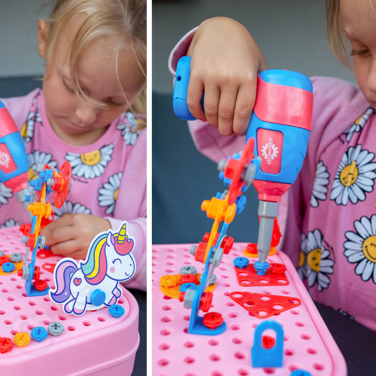 Woopie unicorn screw set – coloured screws and blocks