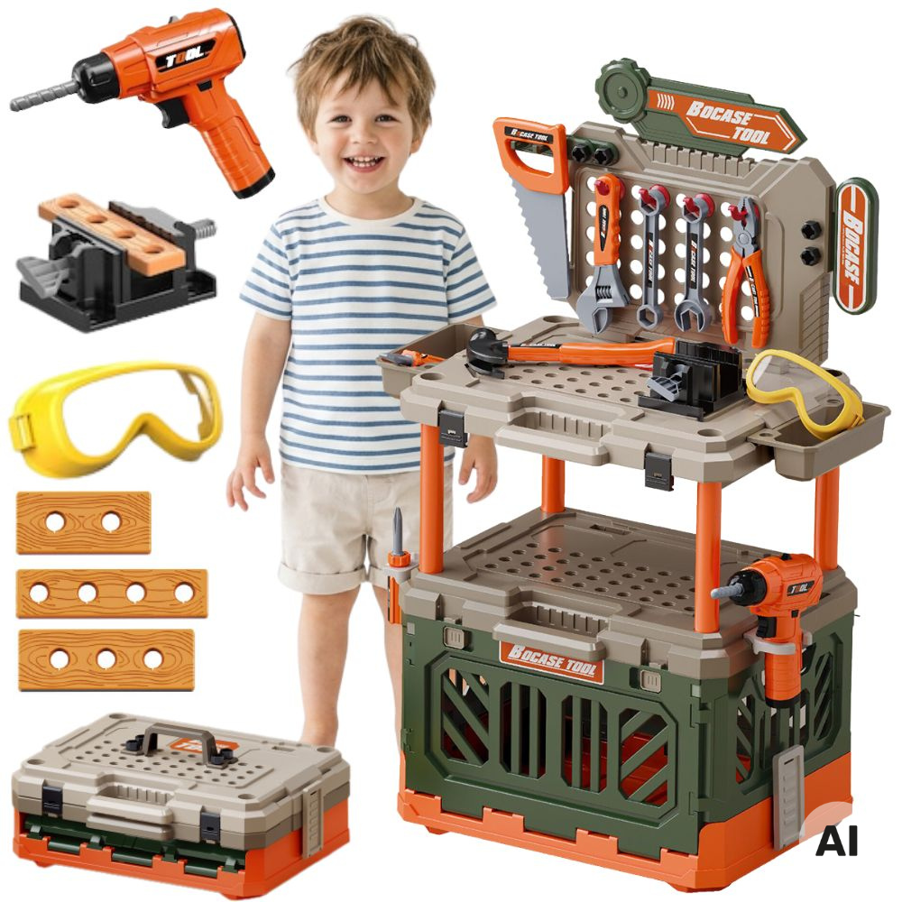 Woopie 4-in-1 Kids' Workbench with Drill, 90 pcs
