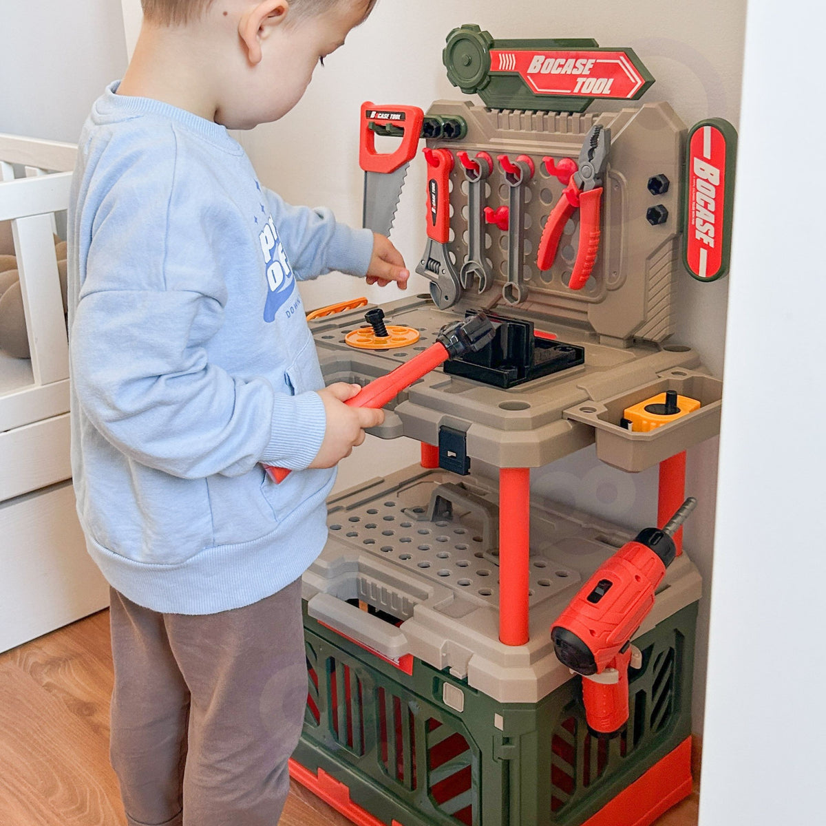 Woopie 4-in-1 workbench – toy drill with bits