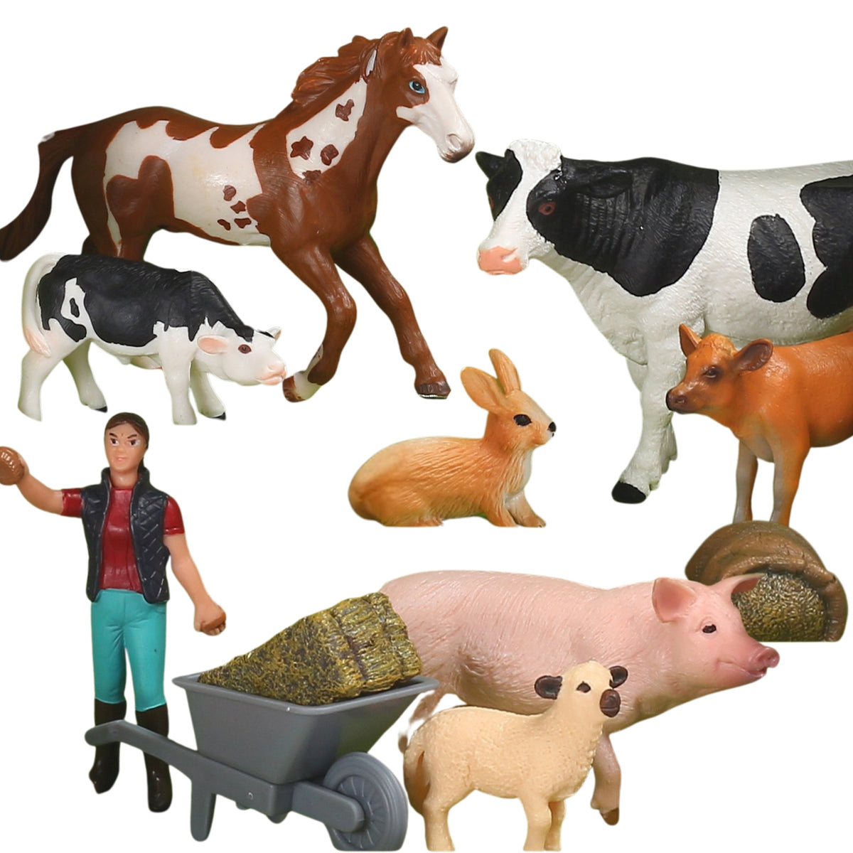 Farm figures – chestnut horse, cow and calves