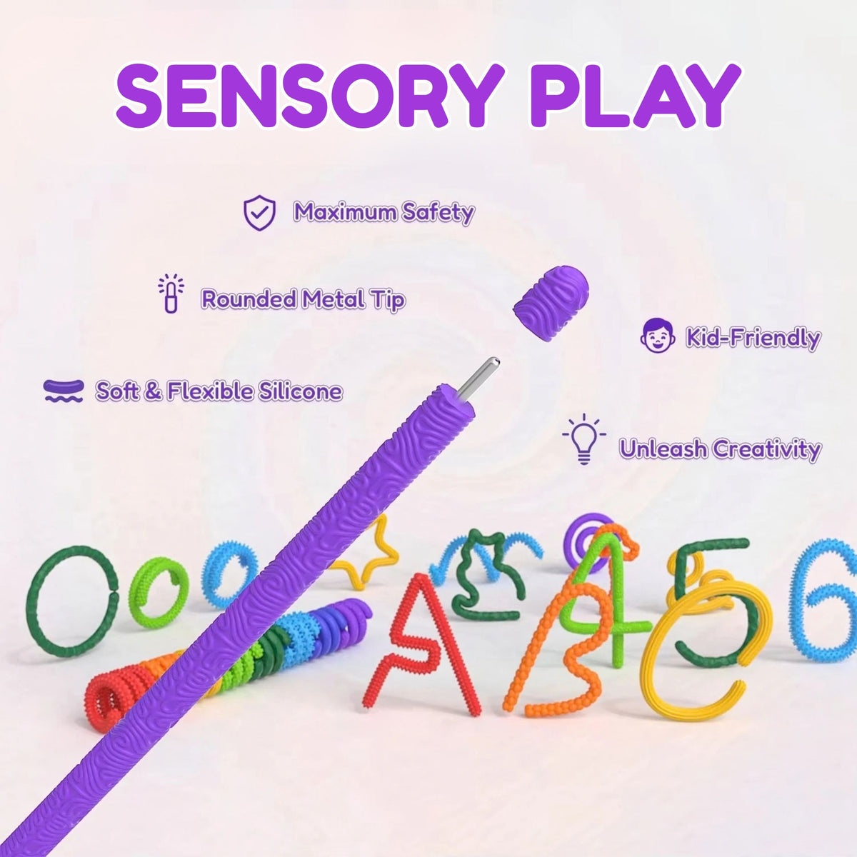 Child twisting soft sensory sticks – calming fidget toy