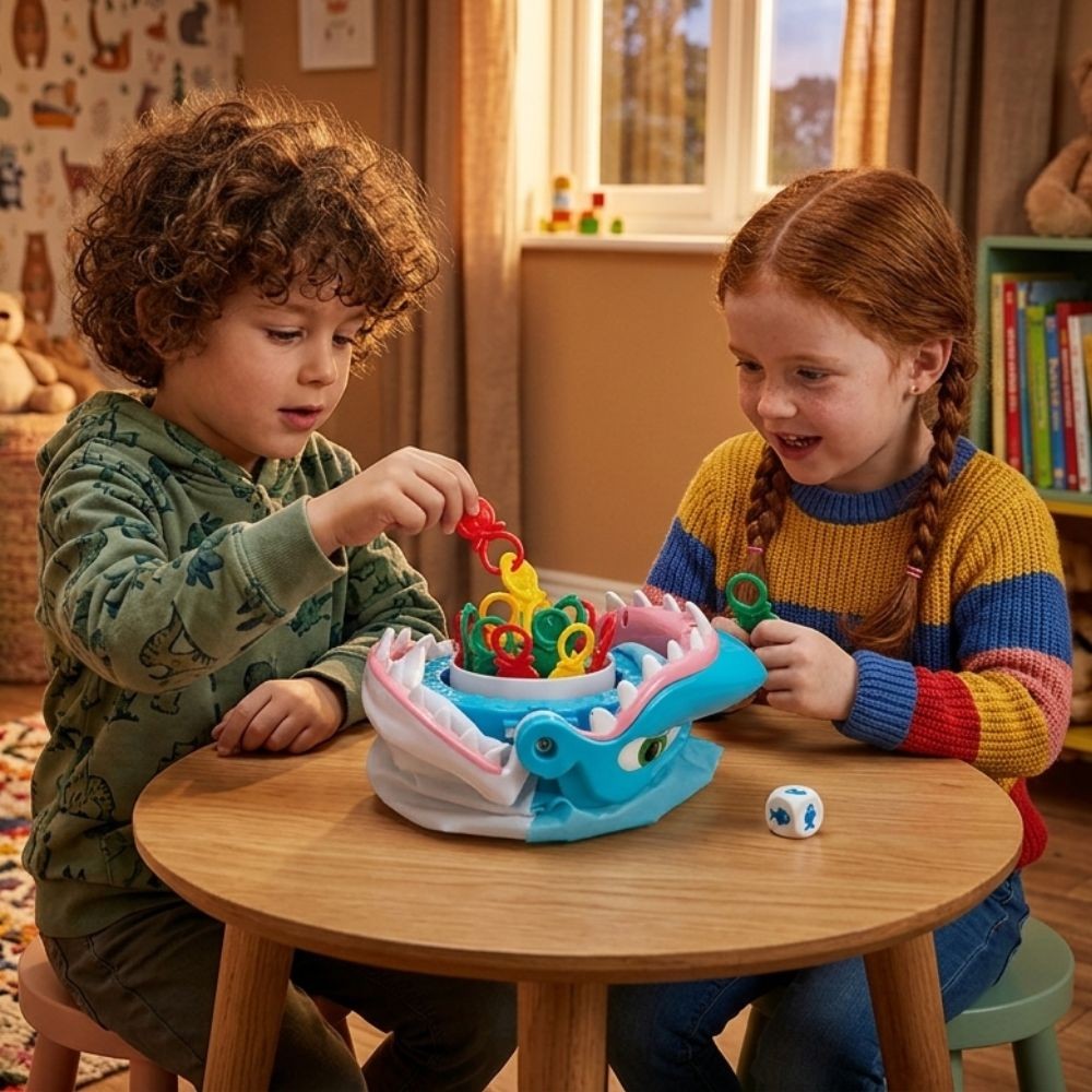 Shark mouth filled with colourful fish and sea creatures