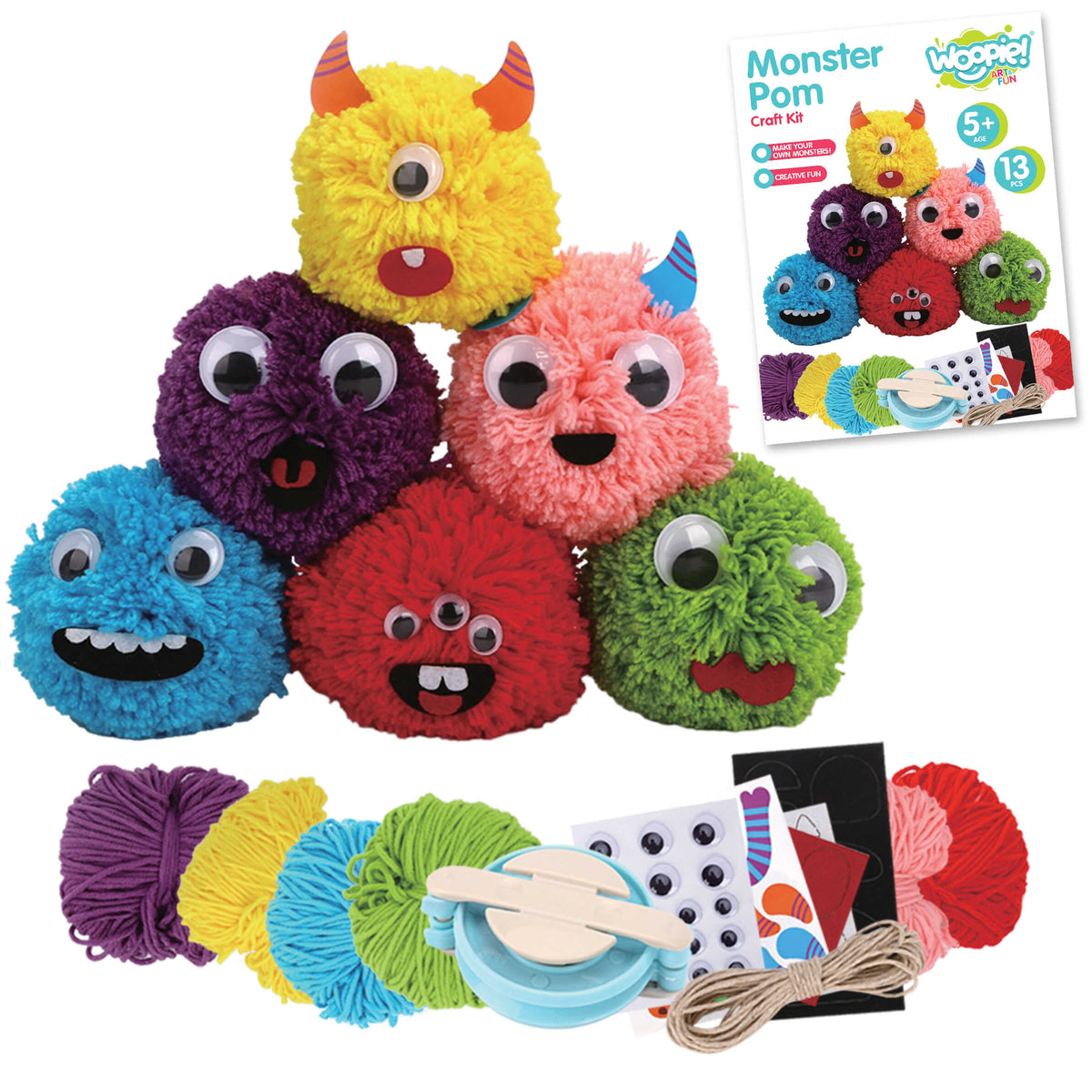Woopie Art&Fun pūkaino monstriņu rokdarbu komplekts