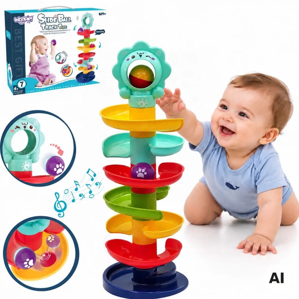 Woopie Baby Spiral Ball Drop Tower with 2 Balls