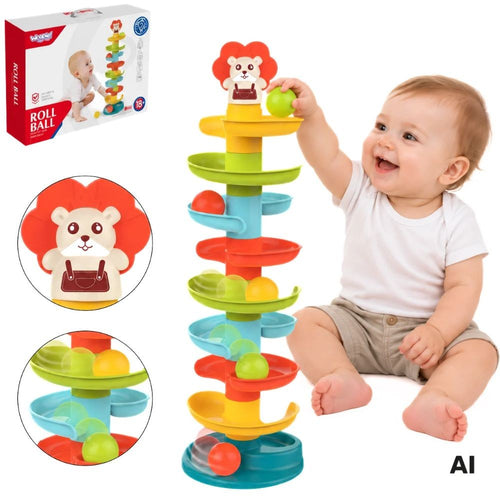 Woopie Baby Tall Spiral Ball Tower with 6 Balls