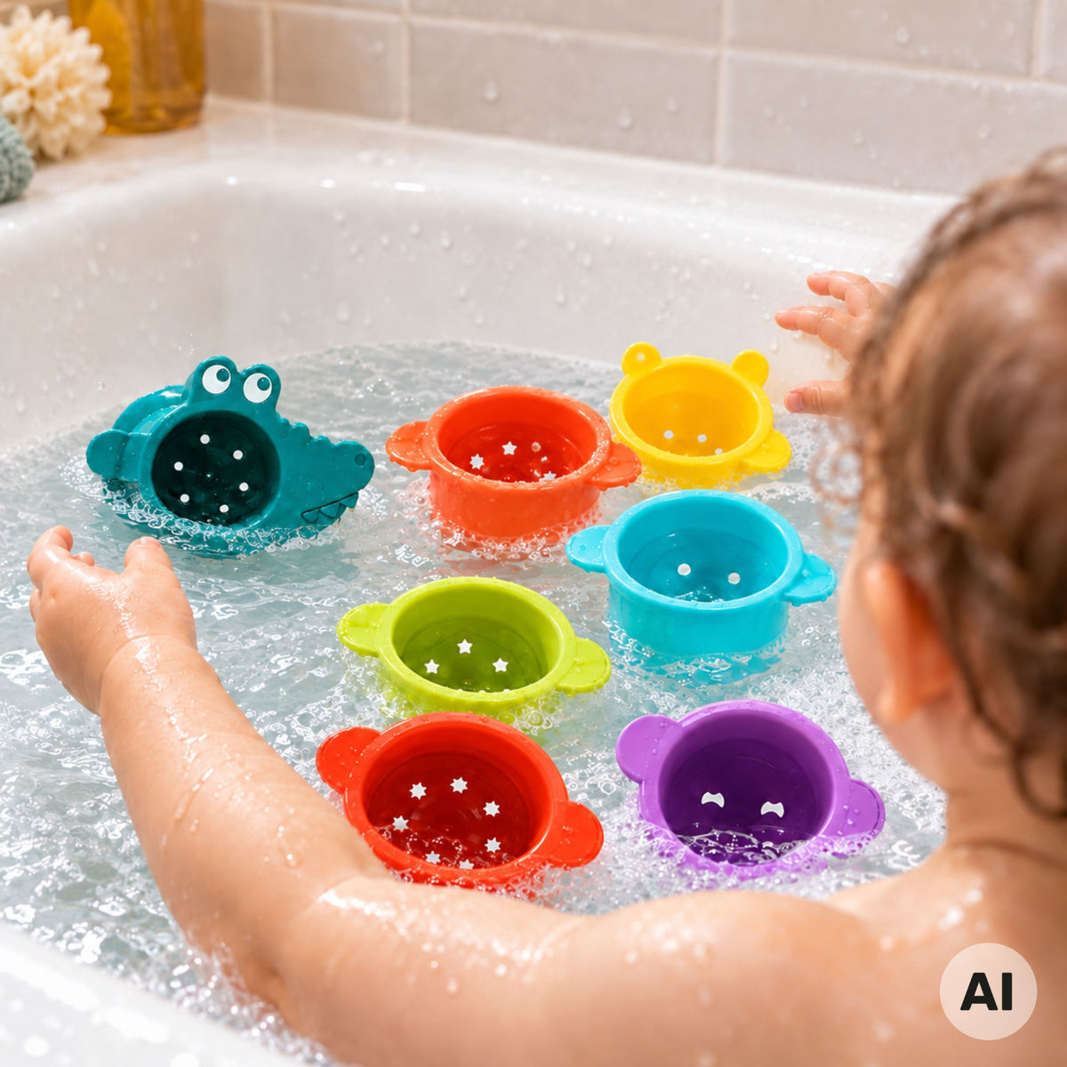 Woopie Baby crocodile bath cups – cups linked into a crocodile