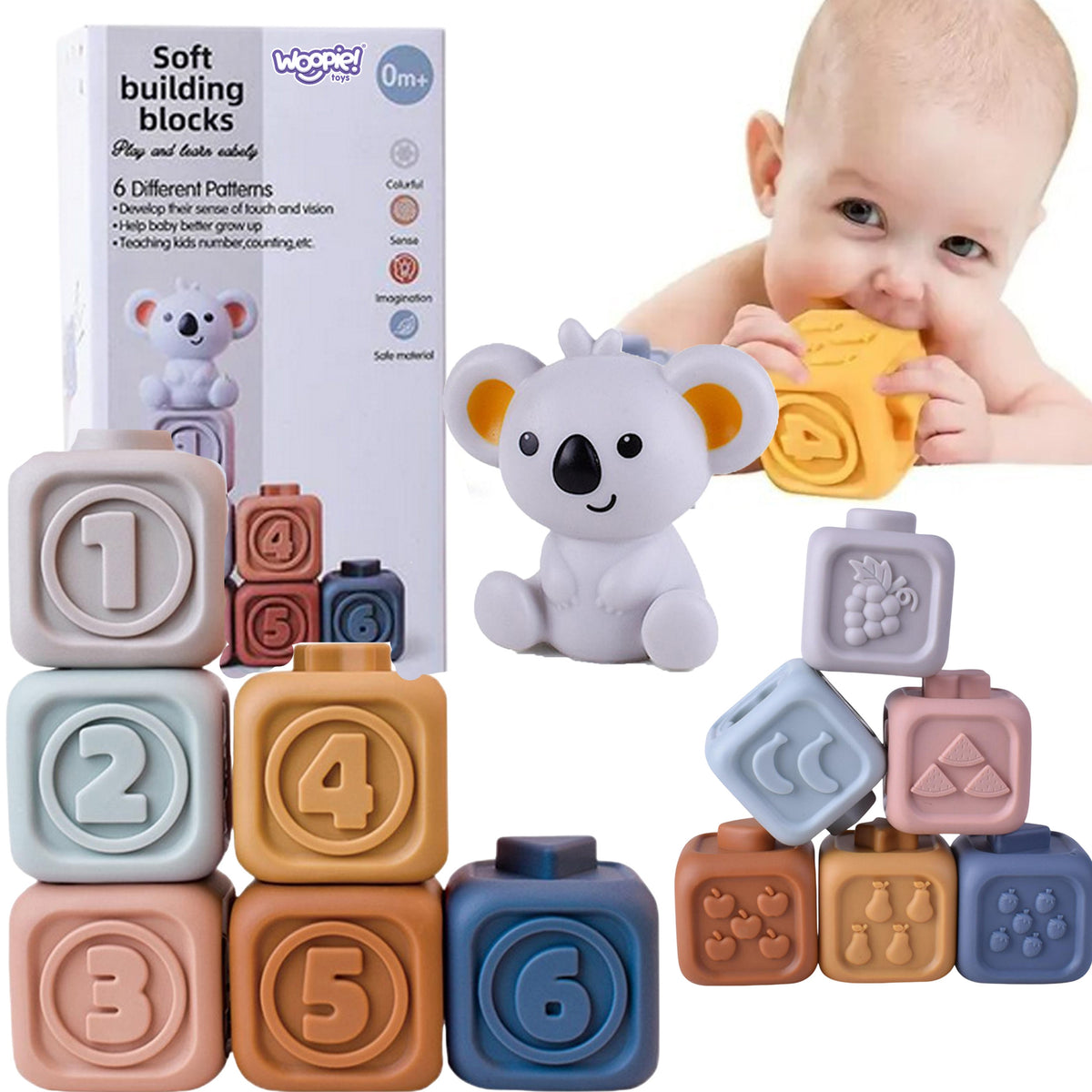 Woopie Baby 2in1 sensorie klucīši un piramīda ar koalu