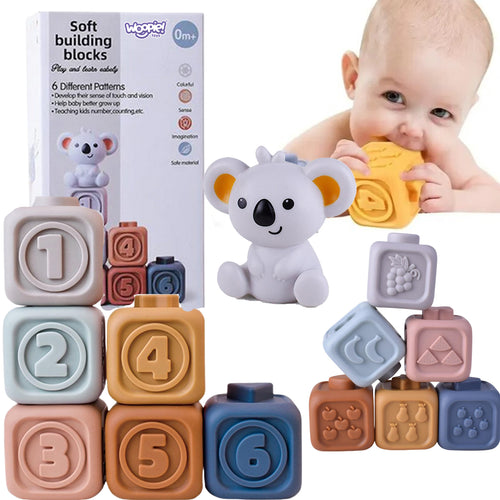Woopie Baby 2-in-1 Sensory Blocks and Pyramid with Koala