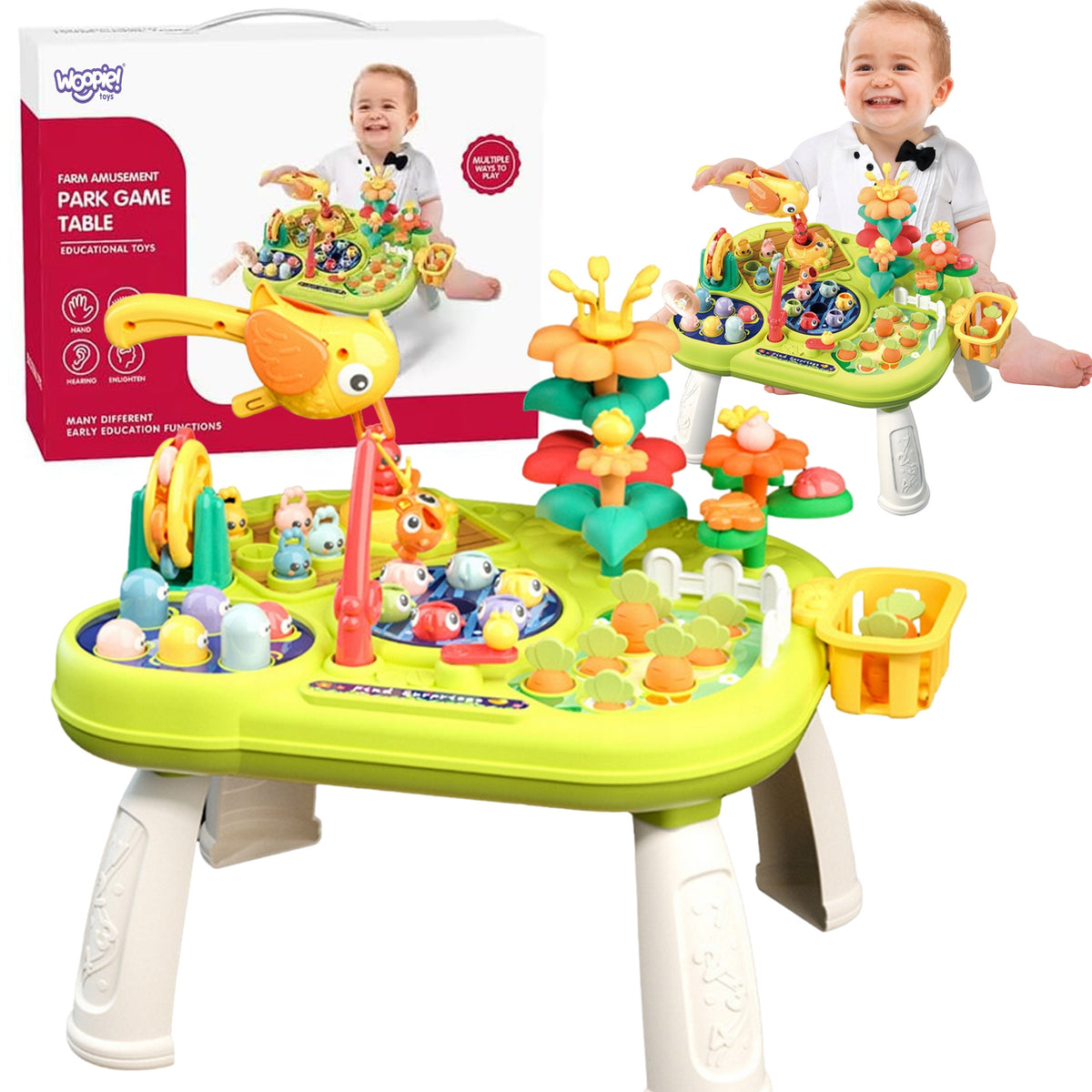 Woopie Baby 8-in-1 Montessori activity table with garden theme