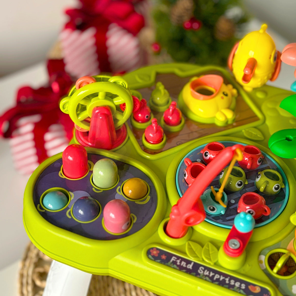 8-in-1 activity table – whack-a-worm with a little hammer