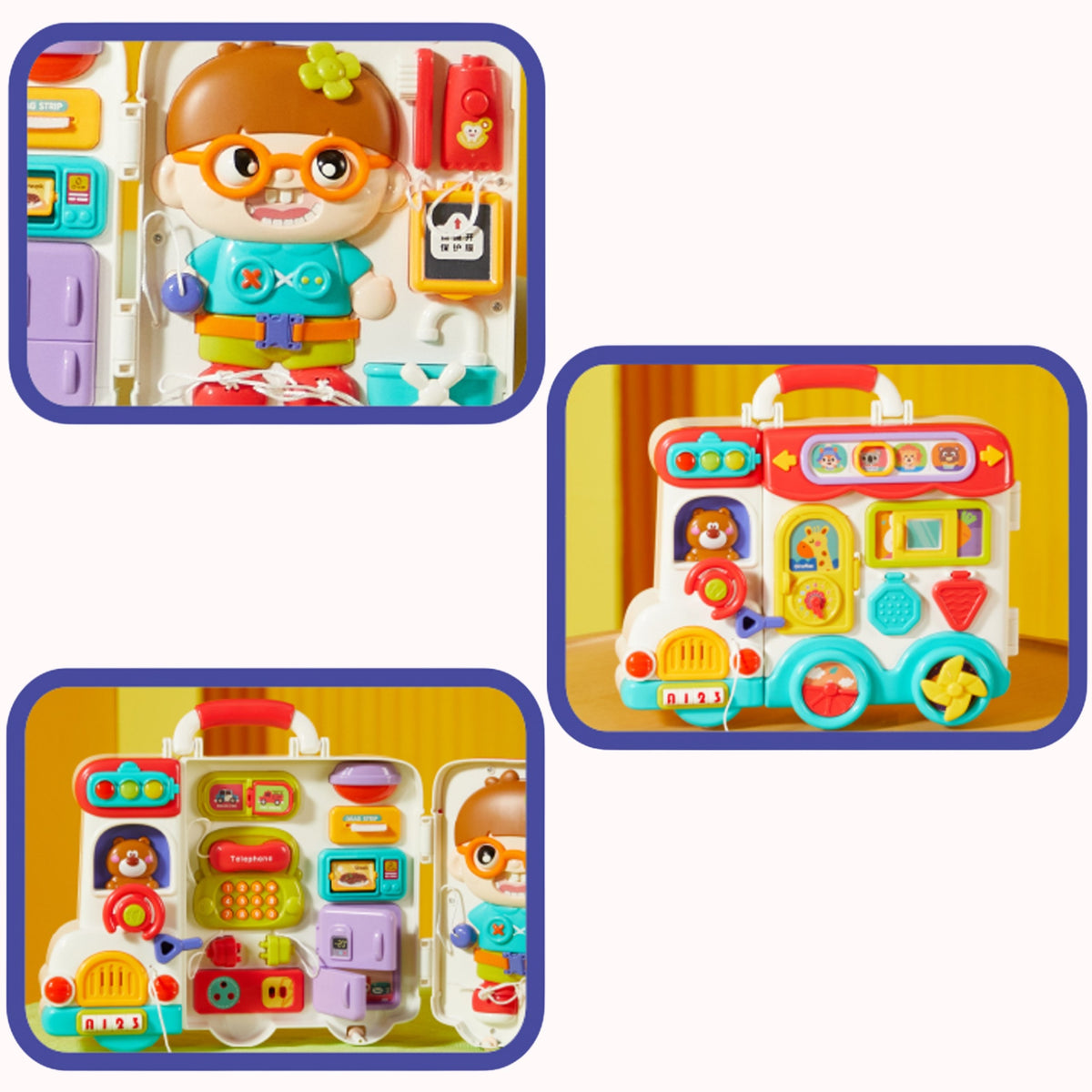Woopie Baby busy board case – buttons and zips