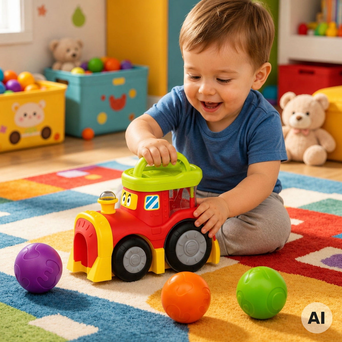 Woopie Baby ball popping train – balls popping out of the train