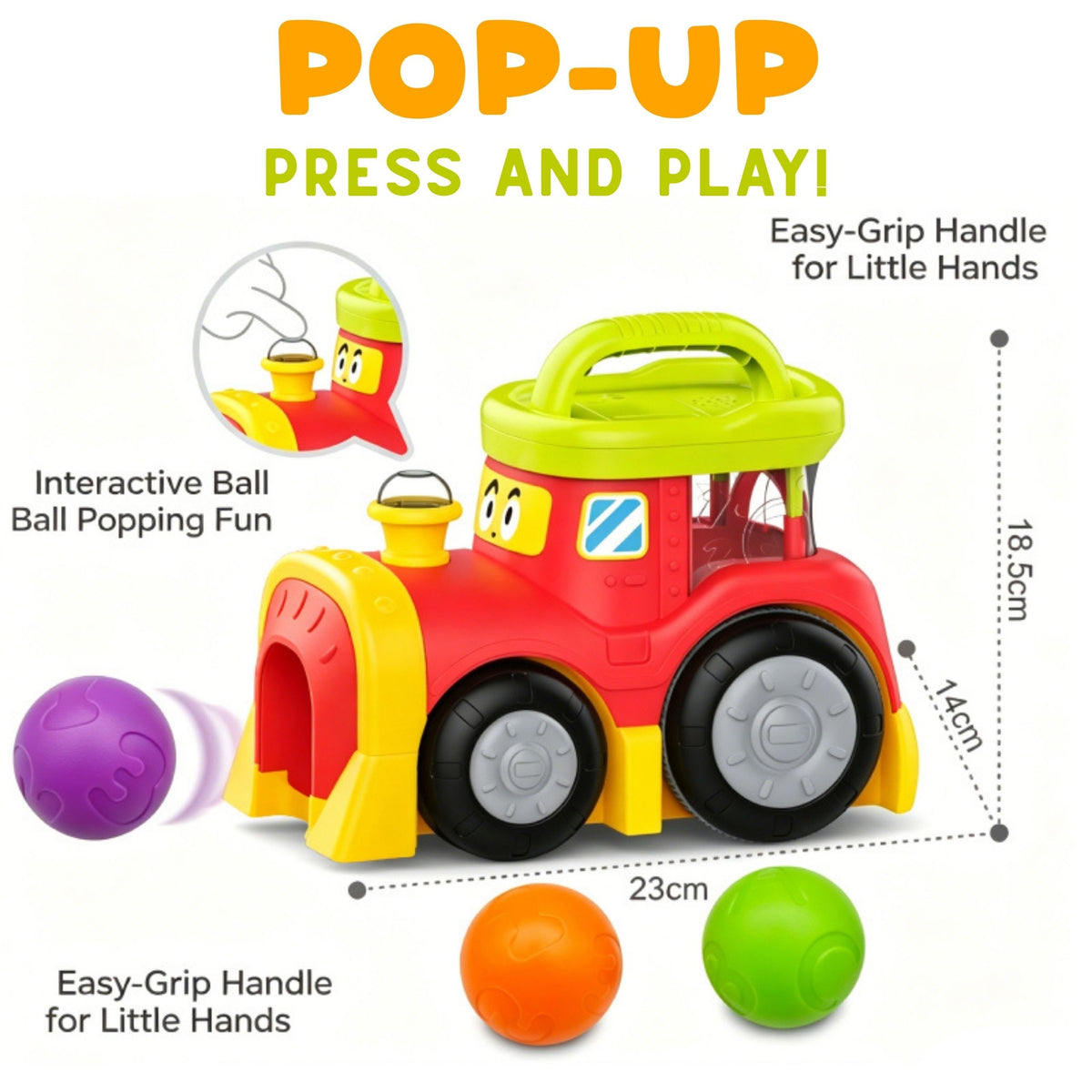Woopie Baby ball popping train – transparent side panel