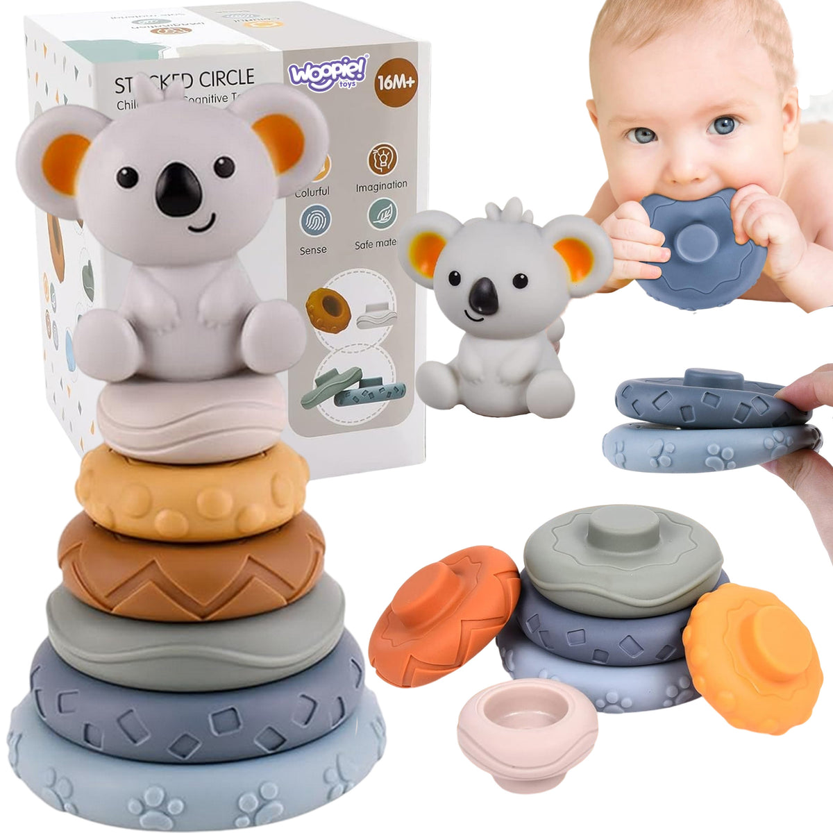 Woopie Baby Koala Stacking Pyramid and Teether