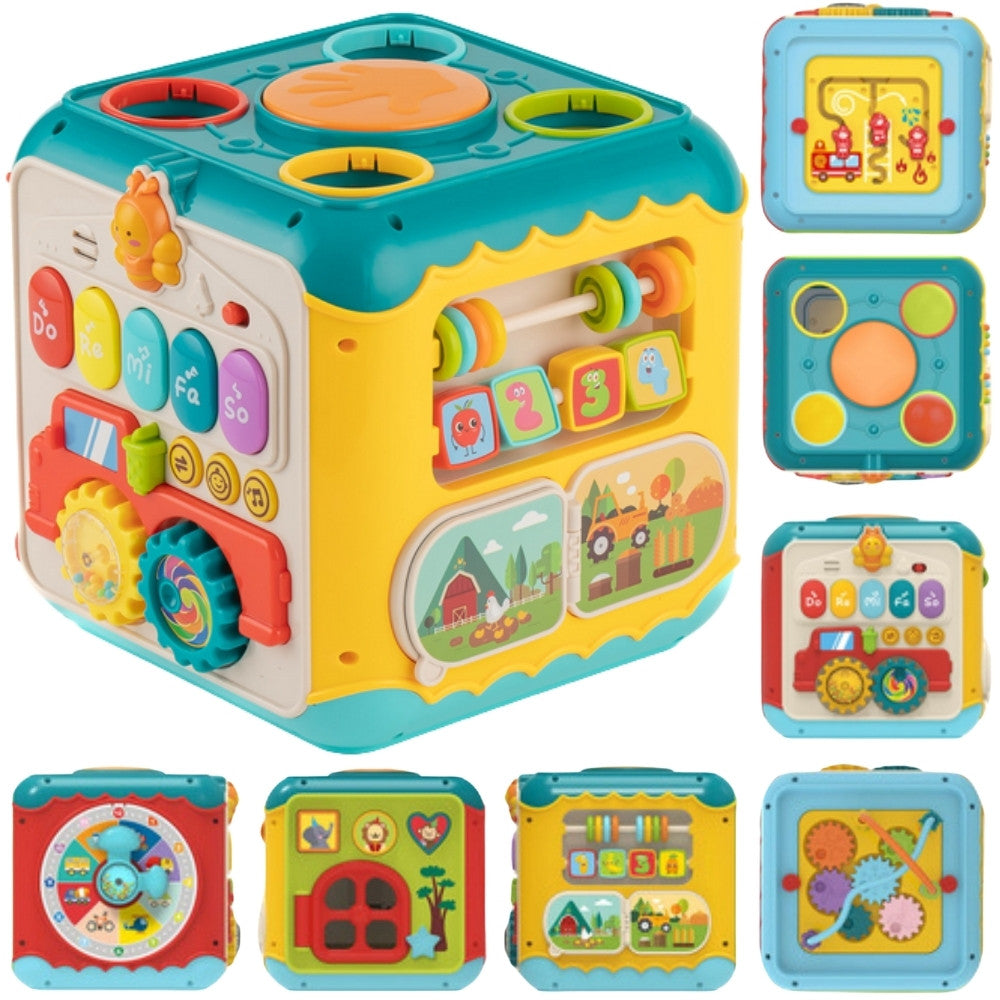 Woopie Baby Montessori aktivitāšu kubs 6 vienā ar klavierēm