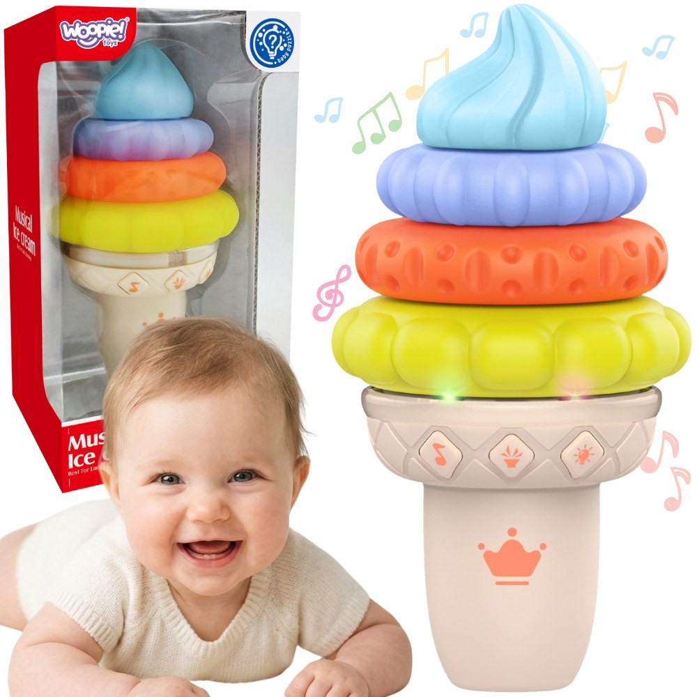 Woopie Baby Musical Ice Cream Sensory Stacker with Lights