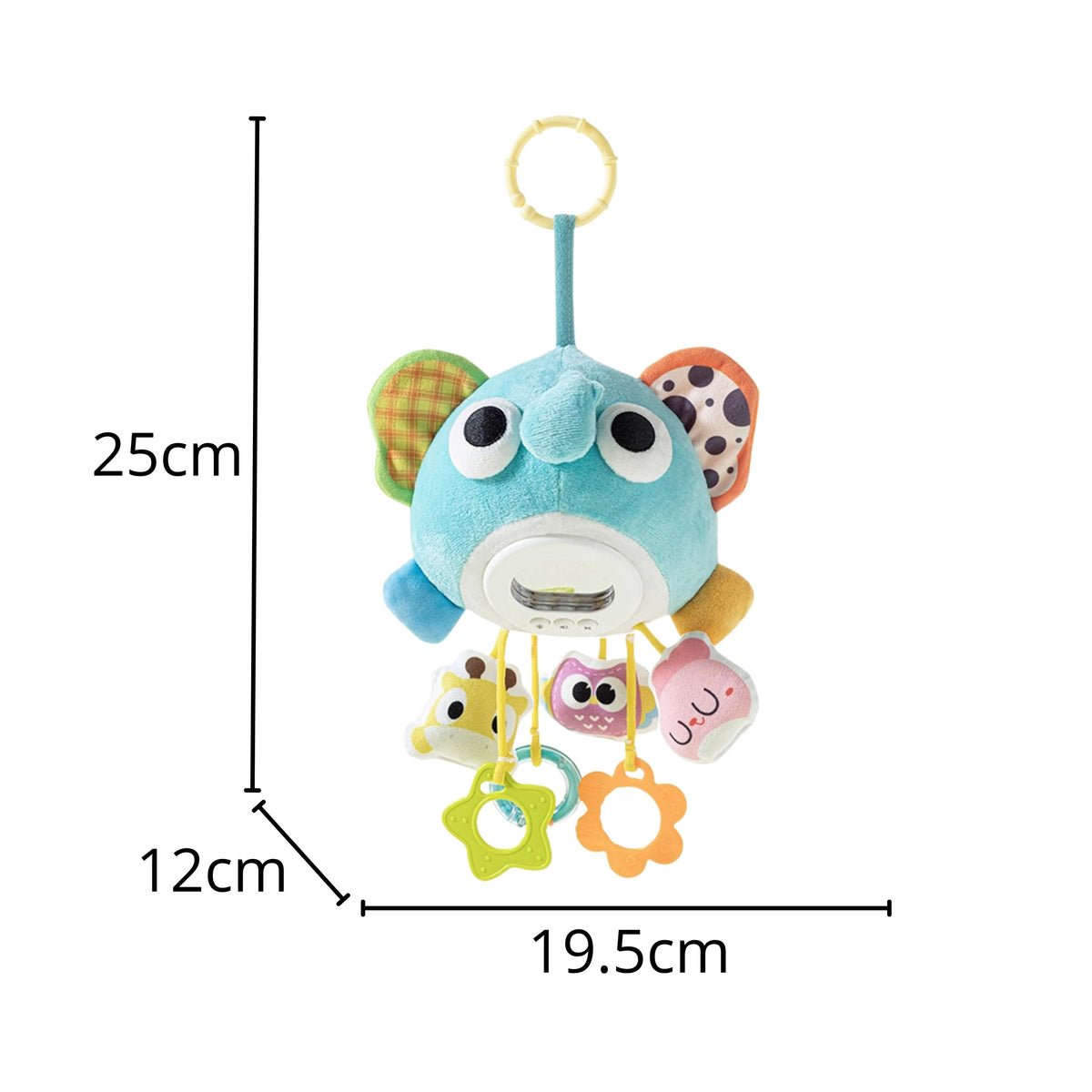 Woopie Baby musical plush elephant – hanging on cot