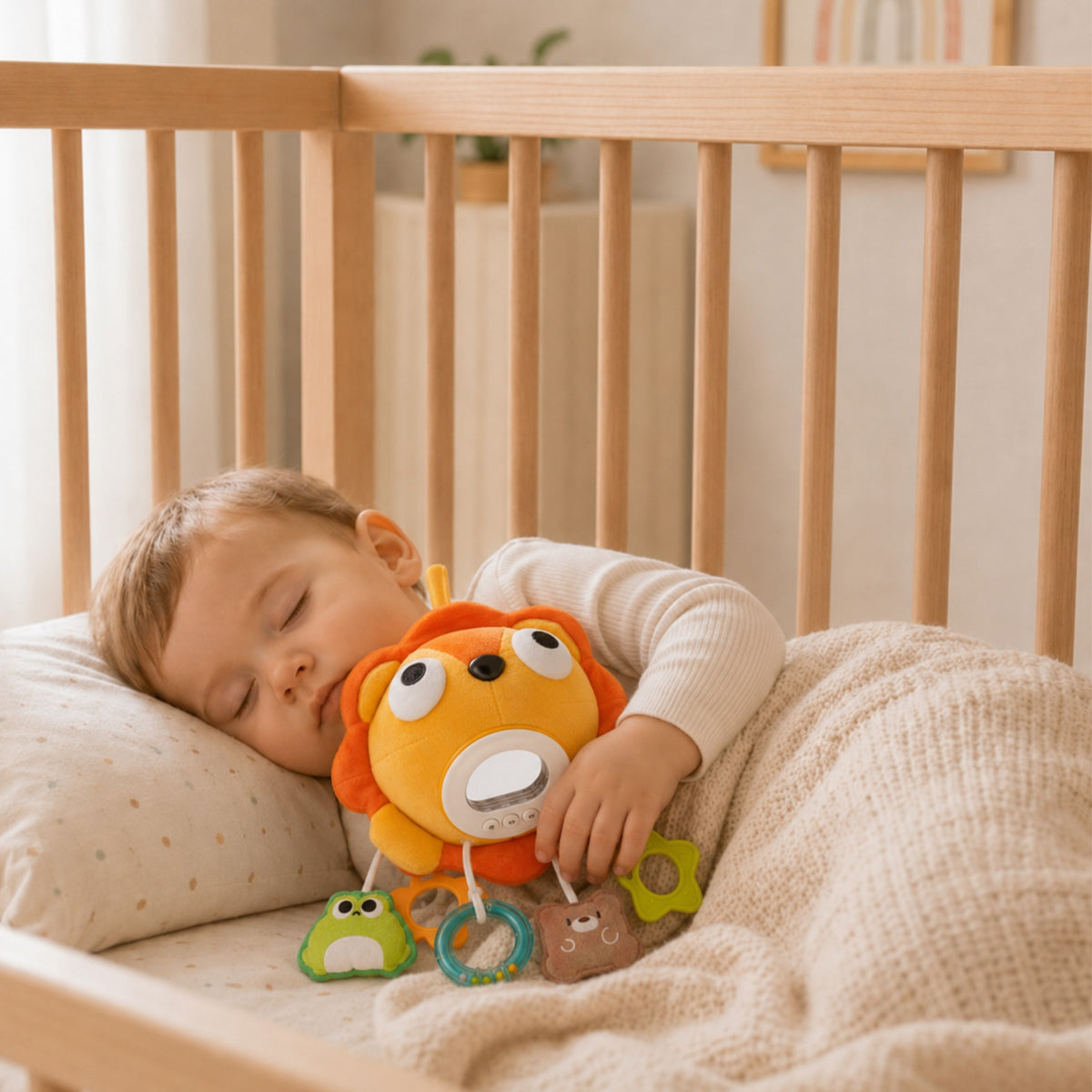 Woopie Baby musical plush lion – hanging on pram