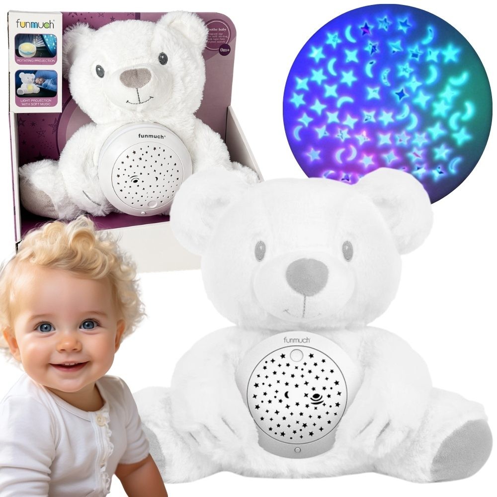 Woopie Baby White Teddy Bear Sleeper with Projector