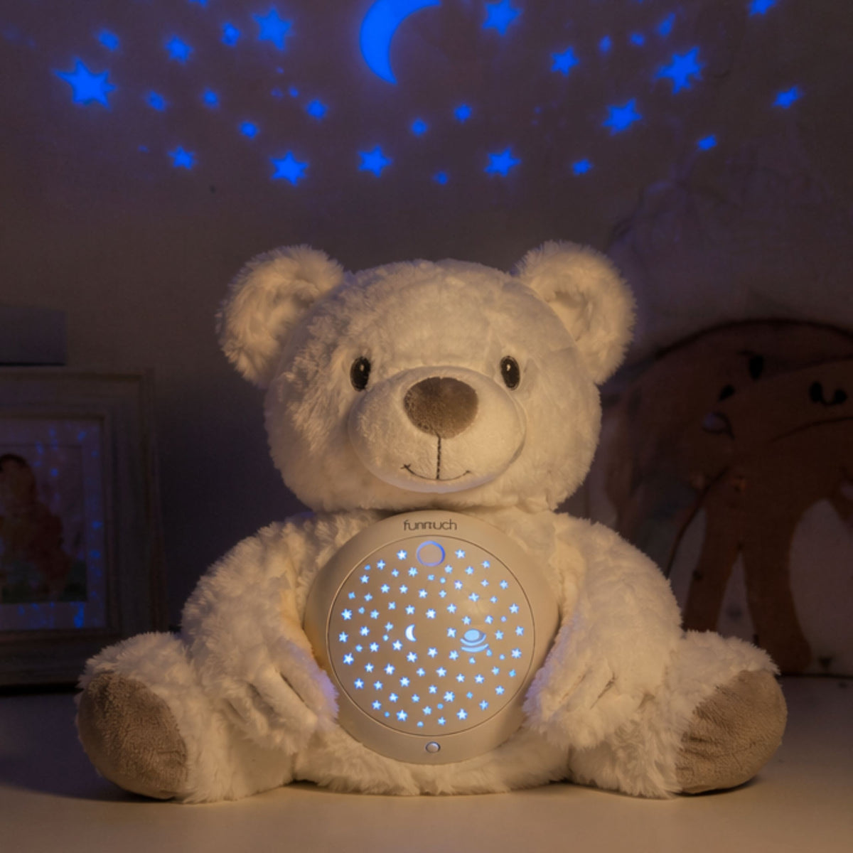 Woopie Baby white teddy projector – starry sky on the ceiling