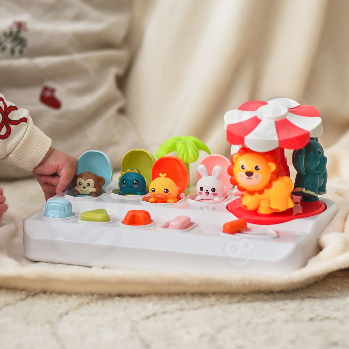 Pop-up animals – duckling, bunny, monkey and dinosaur