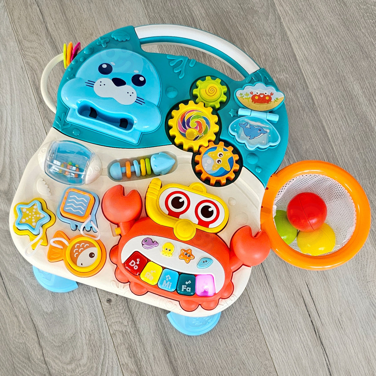 Woopie Baby 4-in-1 walker – activity table with mini piano and gears