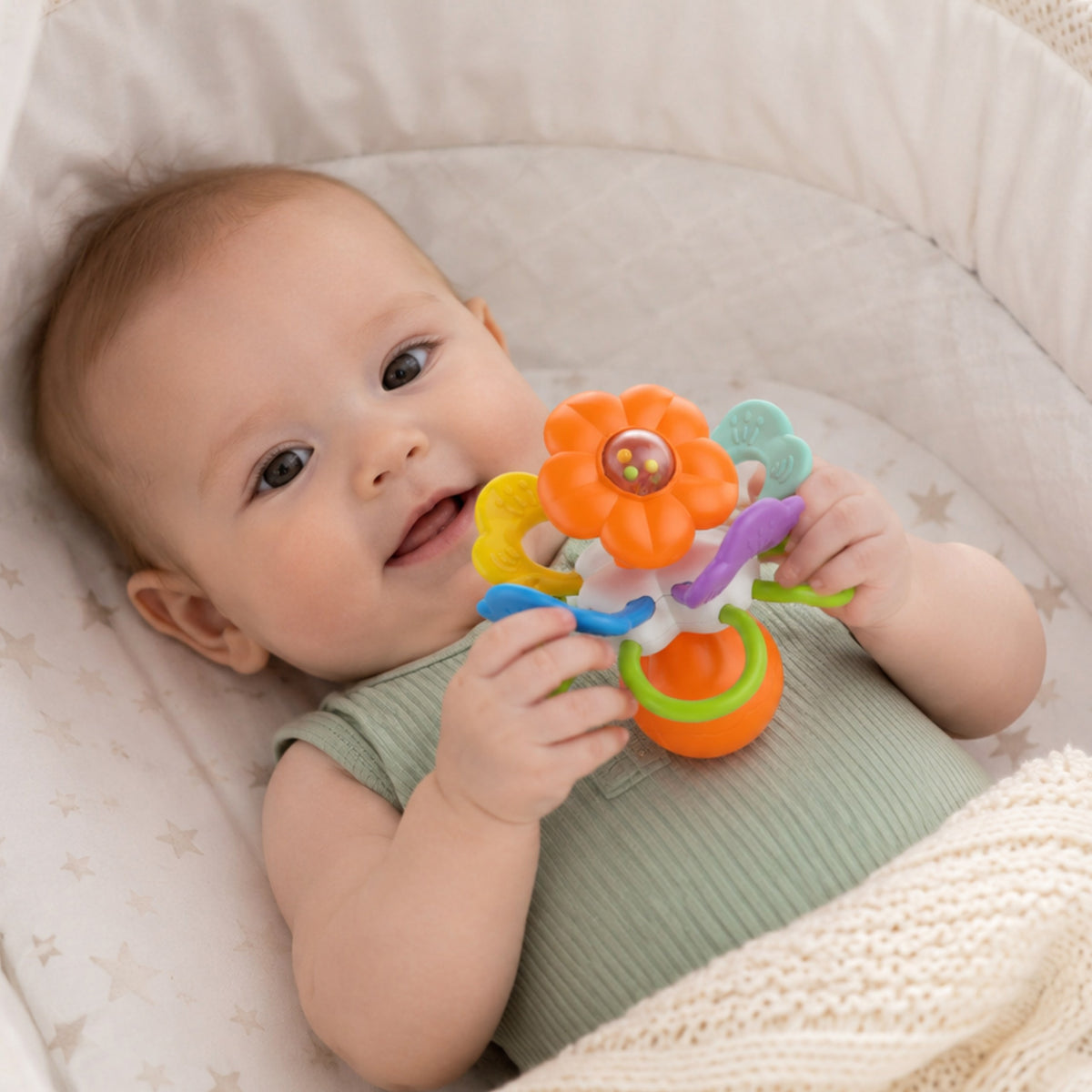 Woopie Baby flower rattle – clear dome with balls