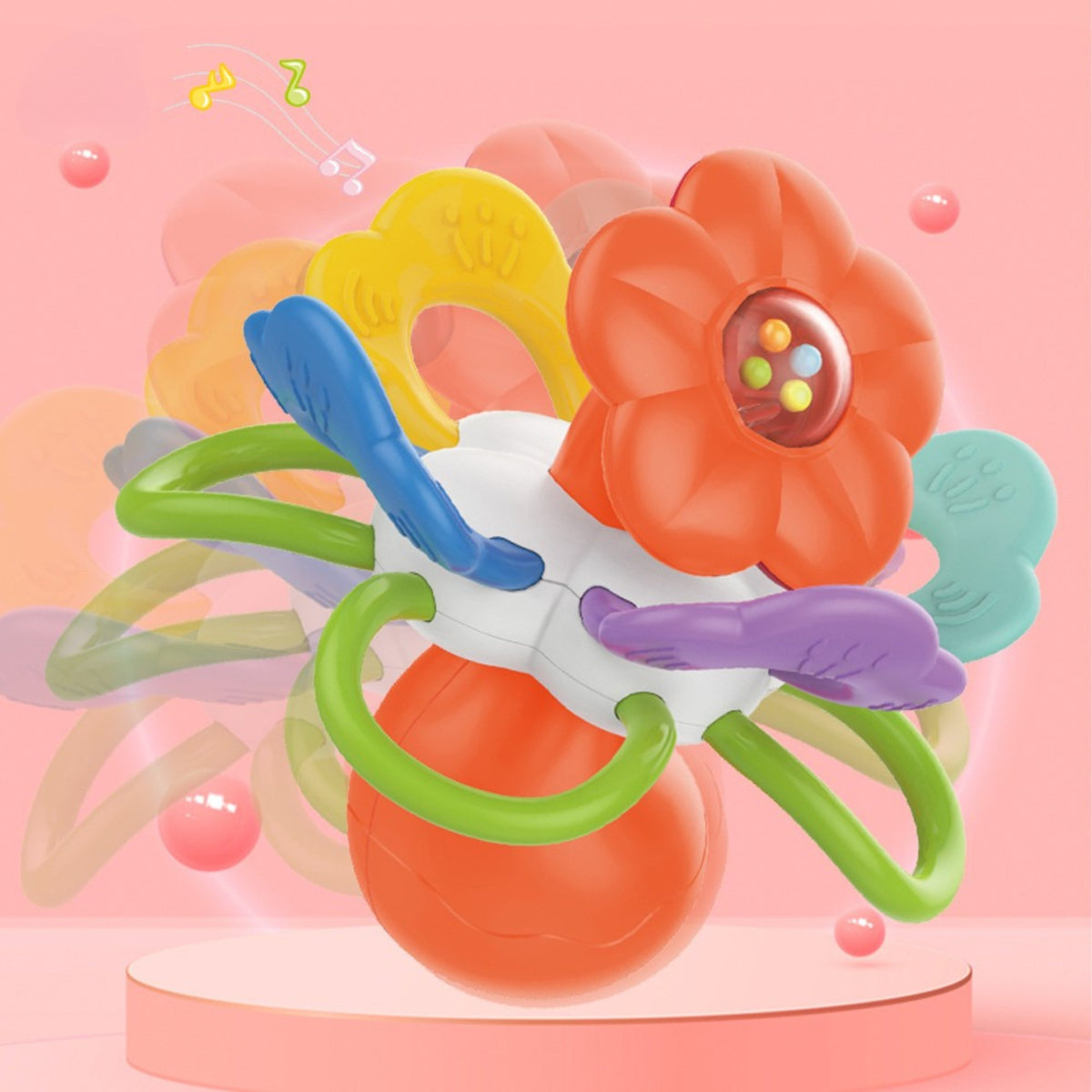 Woopie Baby flower rattle – textured teether petals