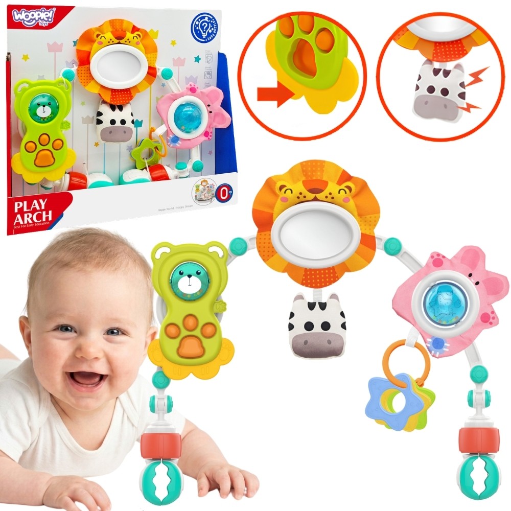 Woopie Baby Lion and Bear Sensory Arch for Stroller and Cot