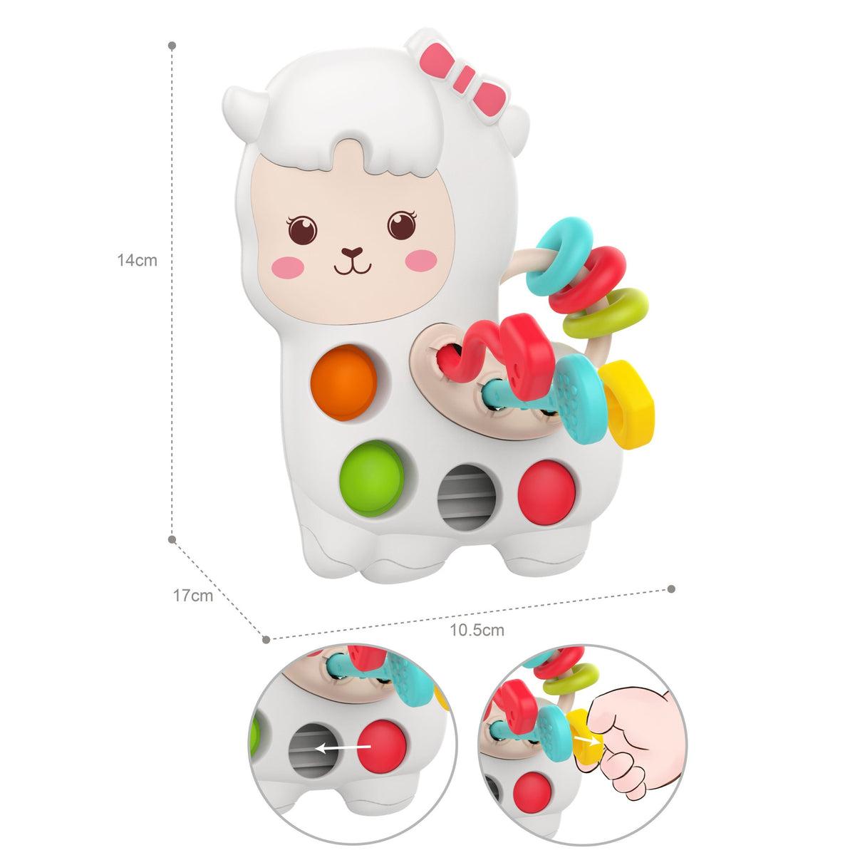 Woopie Baby llama sensory toy – soft pop bubbles