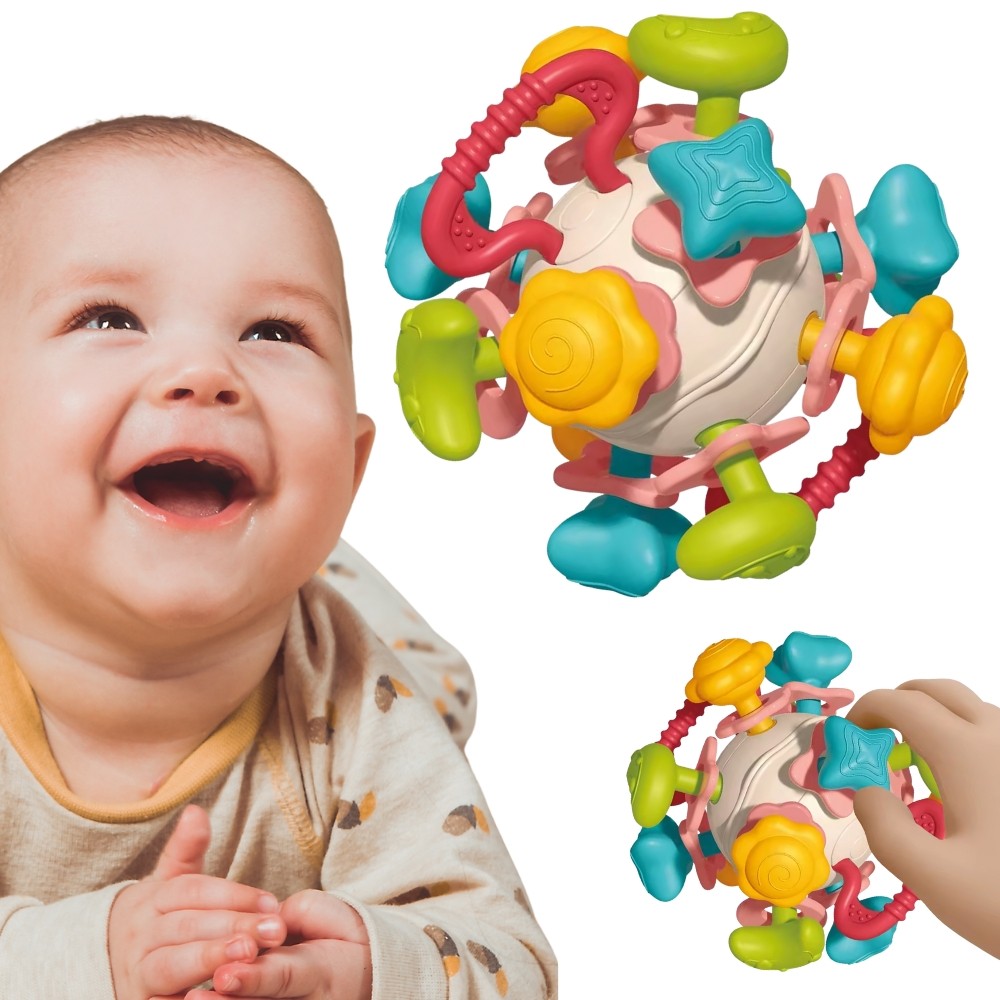 Woopie Baby grabulis bumba 4 in 1 ar kožamo mazuļiem no dzimšanas