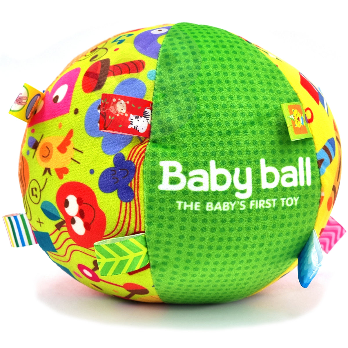Soft sensory baby ball in its gift packaging