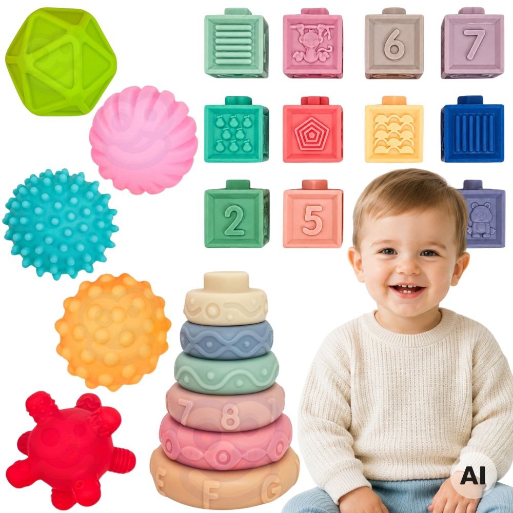 Woopie Baby Soft Sensory Blocks and Teethers, 23 pcs